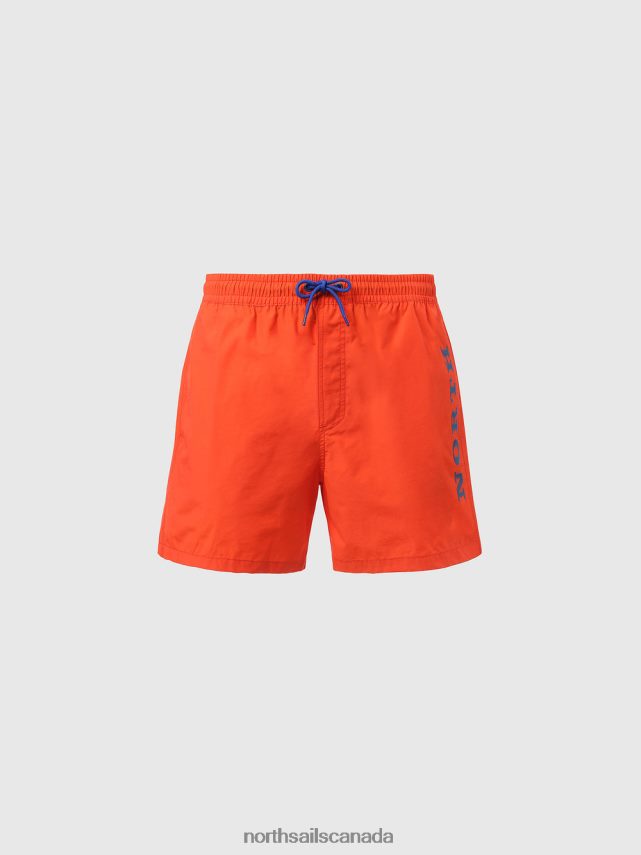 Men North Sails Bright orange SWIM SHORTS WITH LOGO PATCH Beachwear 0028HP388