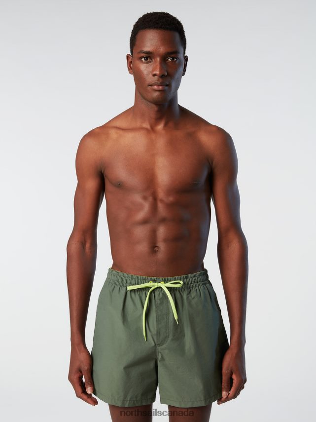 Men North Sails Military green SWIM SHORTS WITH LOGO PATCH Beachwear 0028HP392