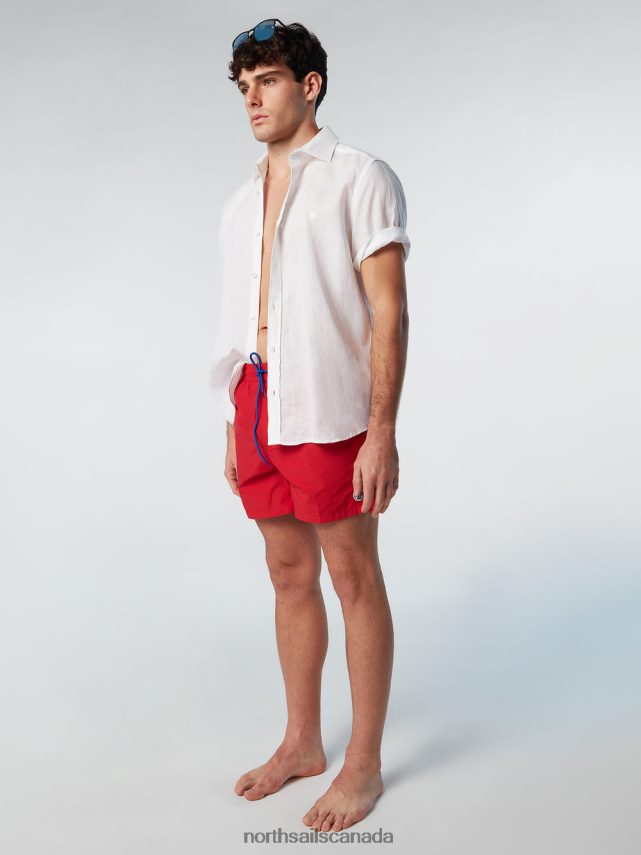 Men North Sails Red SWIM SHORTS WITH LOGO PATCH Beachwear 0028HP385