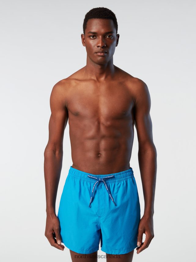 Men North Sails Turquoise SWIM SHORTS WITH LOGO PATCH Beachwear 0028HP394
