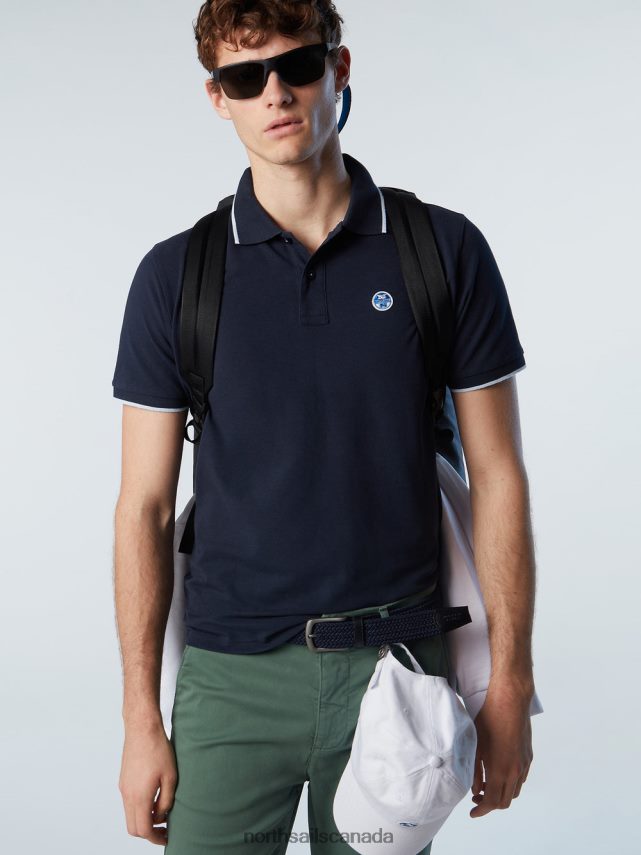 Men North Sails Navy blue Organic Cotton Polo Shirt SALE Clothing 0028HP76