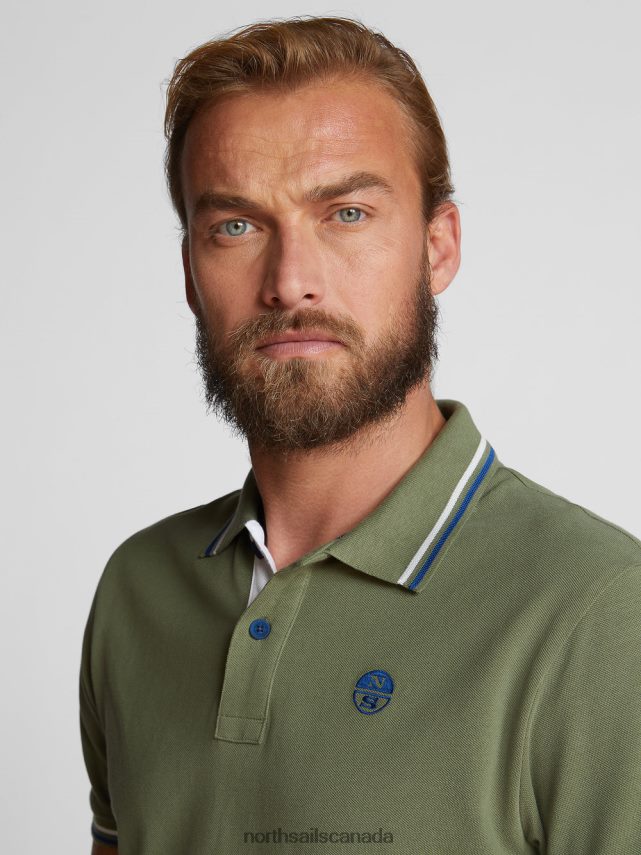 Men North Sails Olive green POLO WITH CONTRAST TRIMS Clothing 0028HP1211