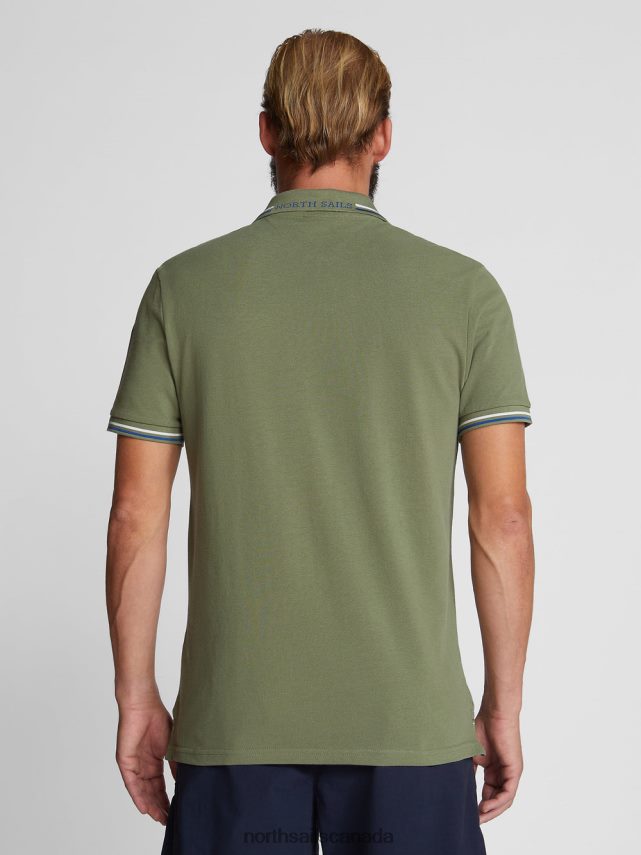 Men North Sails Olive green POLO WITH CONTRAST TRIMS Clothing 0028HP1211