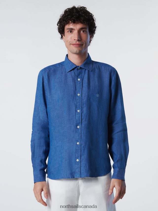 Men North Sails Dark denim LINEN SHIRT Clothing 0028HP224