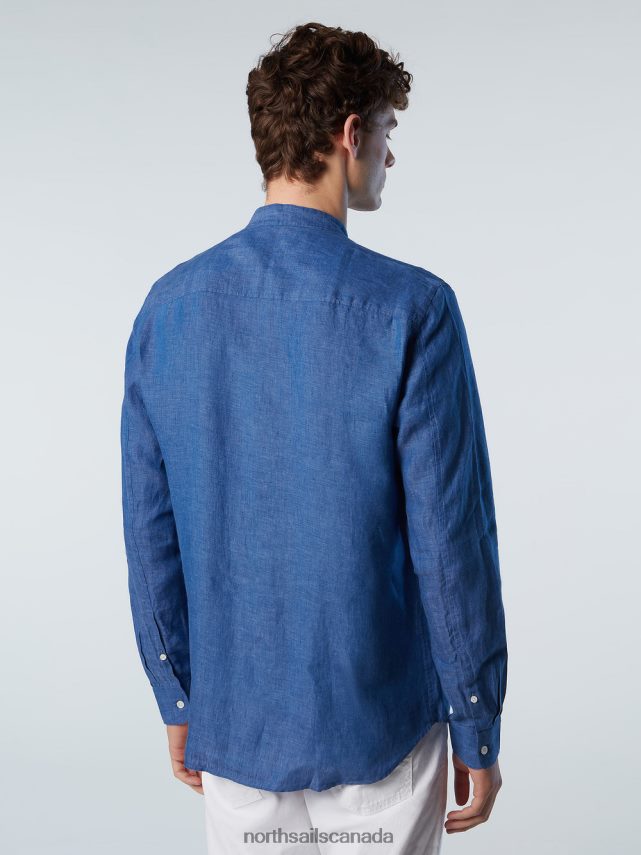 Men North Sails Dark denim MANDARIN COLLAR SHIRT Clothing 0028HP236