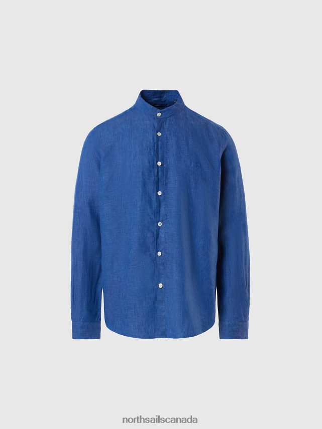 Men North Sails Dark denim MANDARIN COLLAR SHIRT Clothing 0028HP236