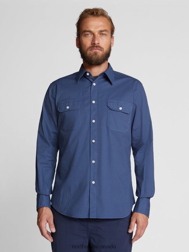 Men North Sails Dark denim POPLIN SHIRT Clothing 0028HP1184
