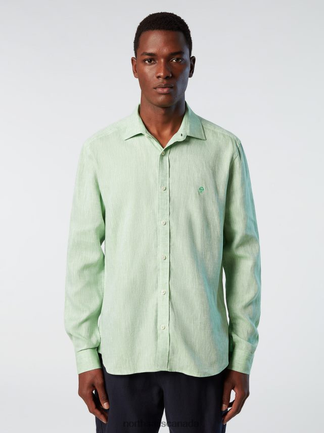 Men North Sails Garden green LINEN SHIRT Clothing 0028HP222