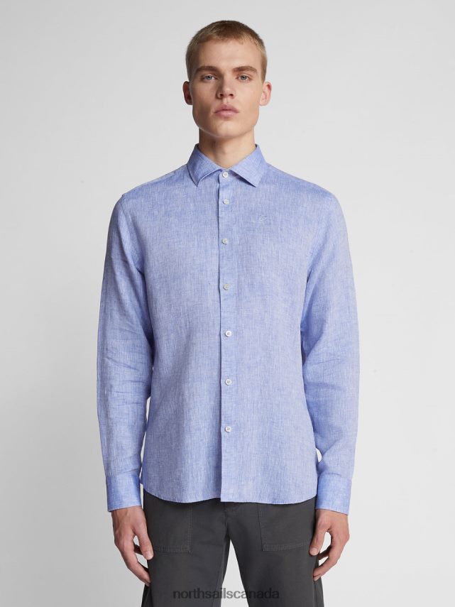 Men North Sails Light blue LINEN SHIRT Clothing 0028HP1180
