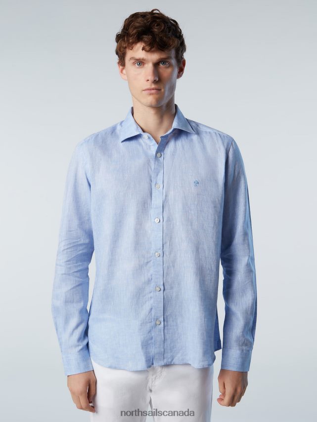 Men North Sails Light blue LINEN SHIRT Clothing 0028HP223