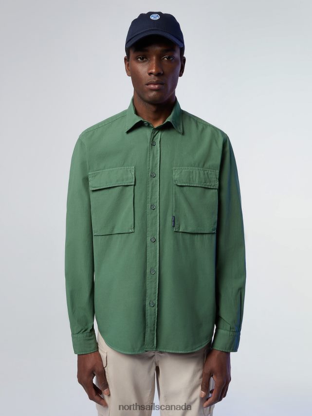 Men North Sails Military green POPLIN OVERSHIRT Clothing 0028HP228