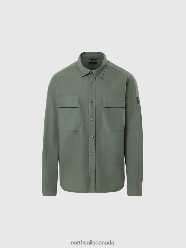 Men North Sails Military green POPLIN OVERSHIRT Clothing 0028HP228