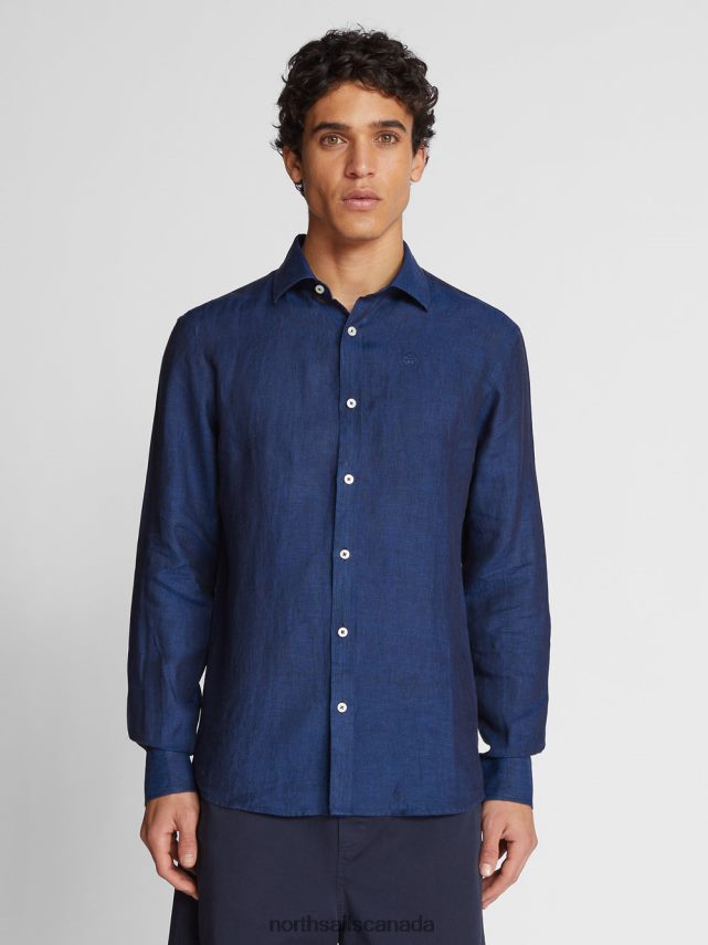 Men North Sails Navy blue LINEN SHIRT Clothing 0028HP1182