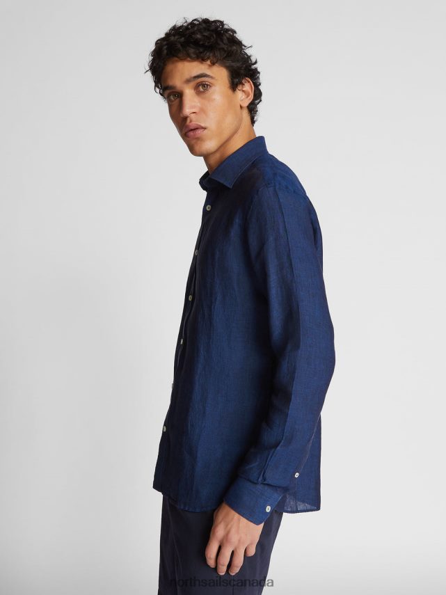 Men North Sails Navy blue LINEN SHIRT Clothing 0028HP1182