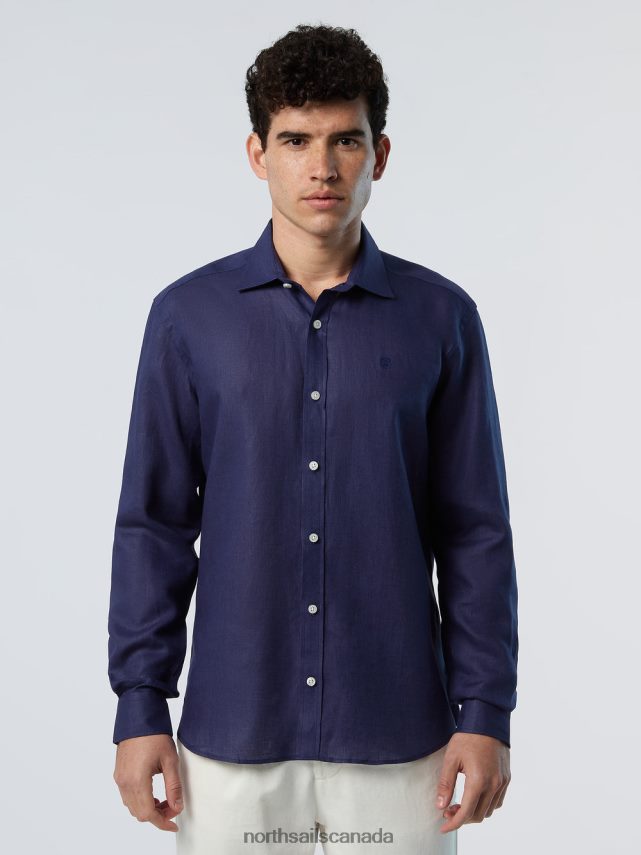 Men North Sails Navy blue LINEN SHIRT Clothing 0028HP226