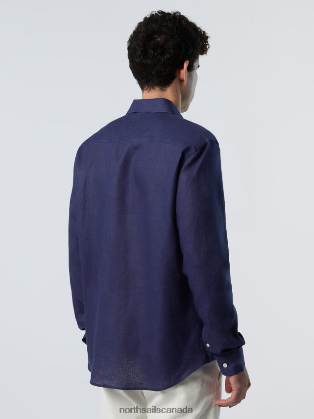 Men North Sails Navy blue LINEN SHIRT Clothing 0028HP226