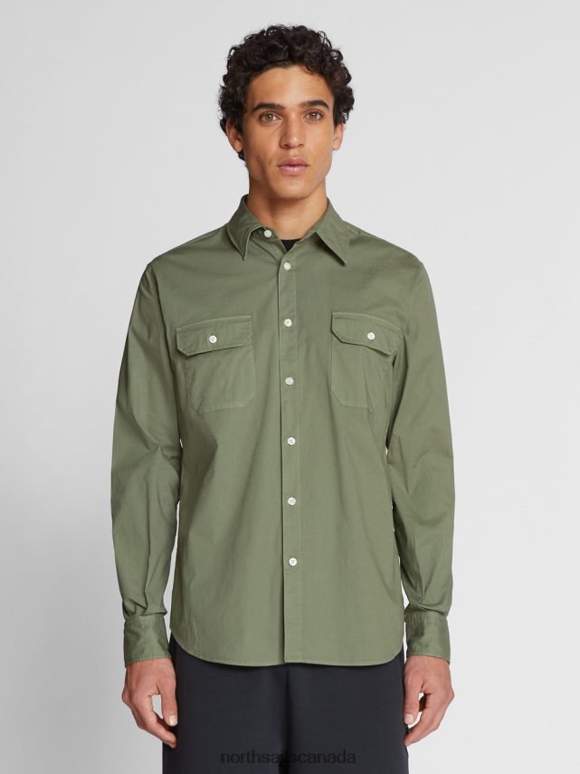 Men North Sails Olive green POPLIN SHIRT Clothing 0028HP1183