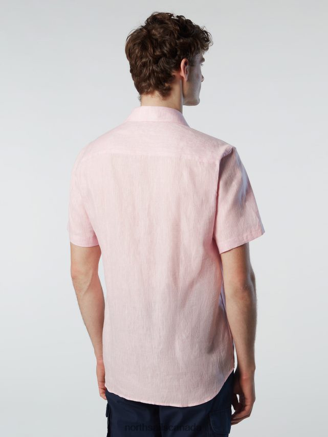 Men North Sails Tea rose SHORT-SLEEVE LINEN SHIRT Clothing 0028HP214