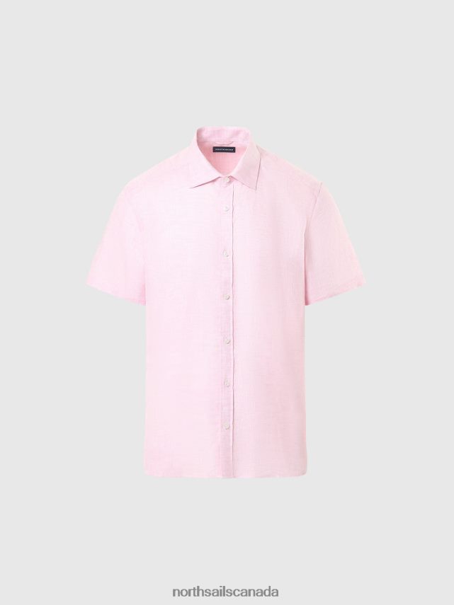 Men North Sails Tea rose SHORT-SLEEVE LINEN SHIRT Clothing 0028HP214