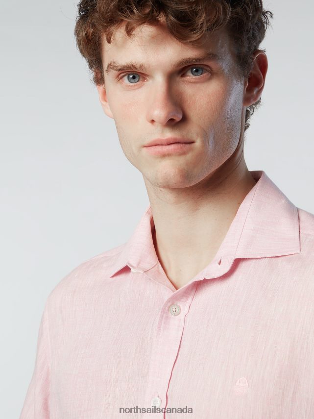 Men North Sails Tea rose SHORT-SLEEVE LINEN SHIRT Clothing 0028HP214