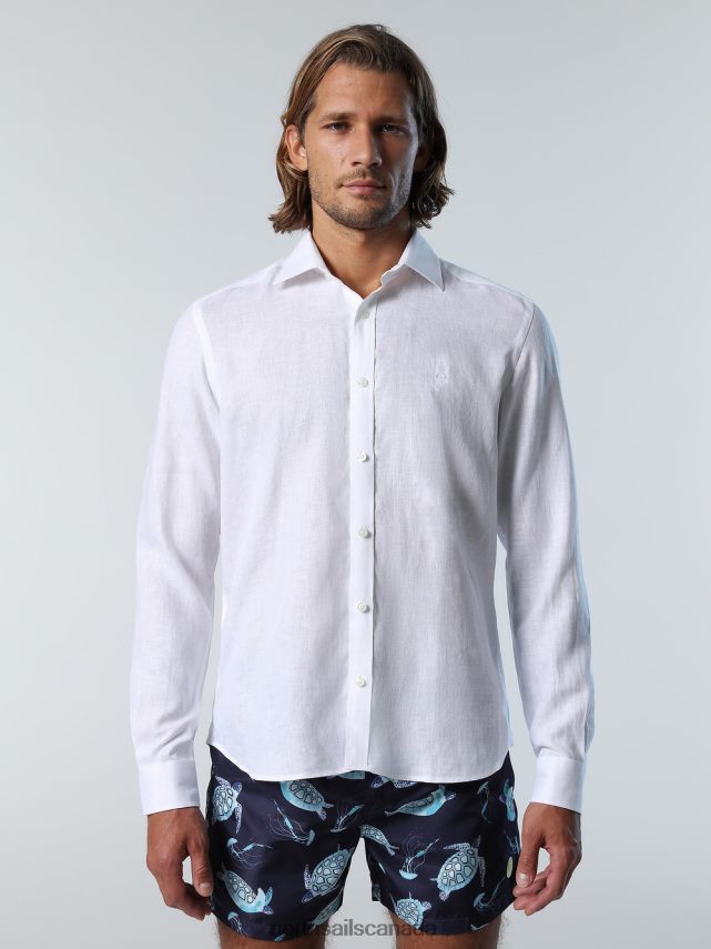 Men North Sails White LINEN SHIRT Clothing 0028HP221