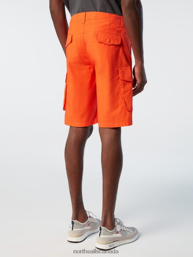 Men North Sails Bright orange ECO-POPLIN CARGO SHORTS Clothing 0028HP331