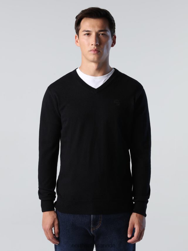 Men North Sails Black V-NECK JUMPER Clothing 0028HP781