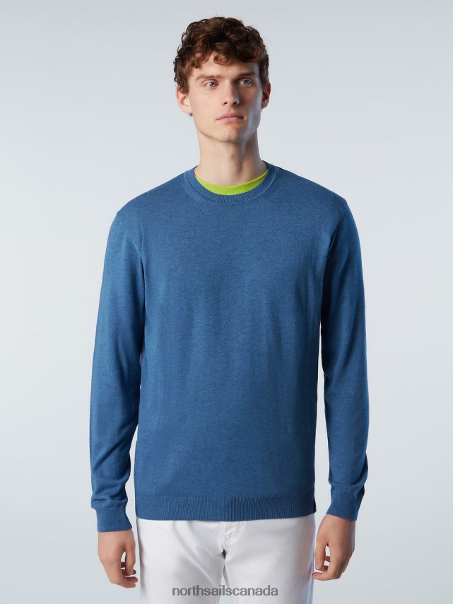 Men North Sails Blue melange CREW-NECK JUMPER NEW Clothing 0028HP253