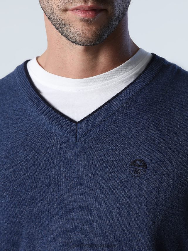 Men North Sails China blue melange JUMPER WITH V-NECK Clothing 0028HP806