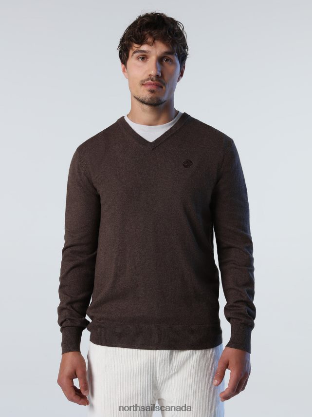 Men North Sails Cocoa melange V-NECK JUMPER Clothing 0028HP775