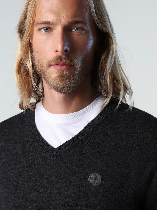 Men North Sails Dark grey melange V-NECK JUMPER Clothing 0028HP780