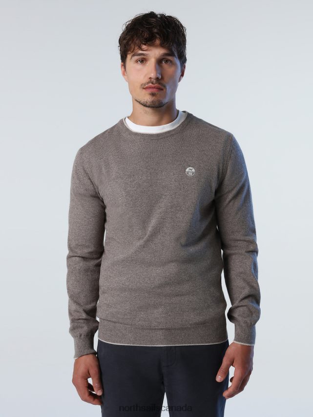 Men North Sails Fossil melange ECO CASHMERE JUMPER Clothing 0028HP885