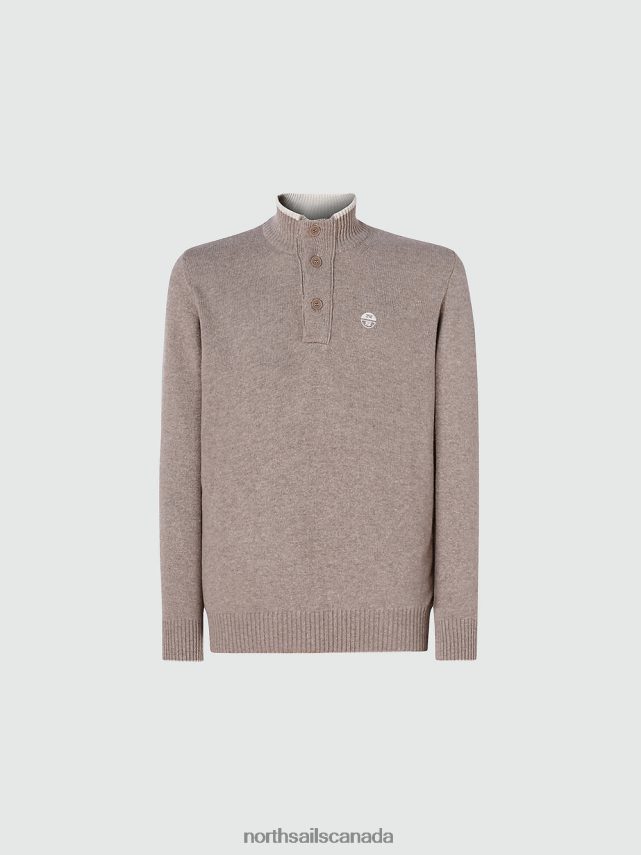Men North Sails Fossil melange JUMPER WITH BUTTONS Clothing 0028HP725