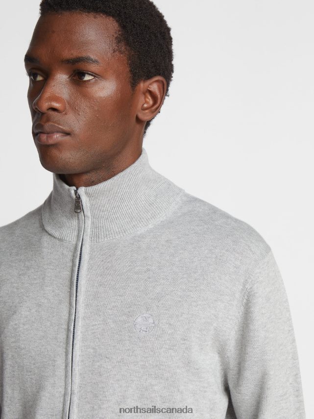 Men North Sails Grey melange HIGH-NECK CARDIGAN Clothing 0028HP1067
