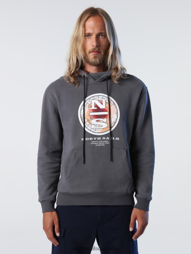 Men North Sails Asphalt PRINTED HOODIE Clothing 0028HP1016