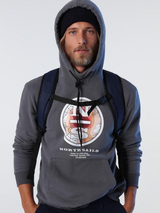 Men North Sails Asphalt PRINTED HOODIE Clothing 0028HP1016