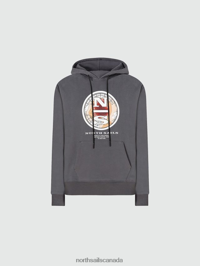 Men North Sails Asphalt PRINTED HOODIE Clothing 0028HP1016