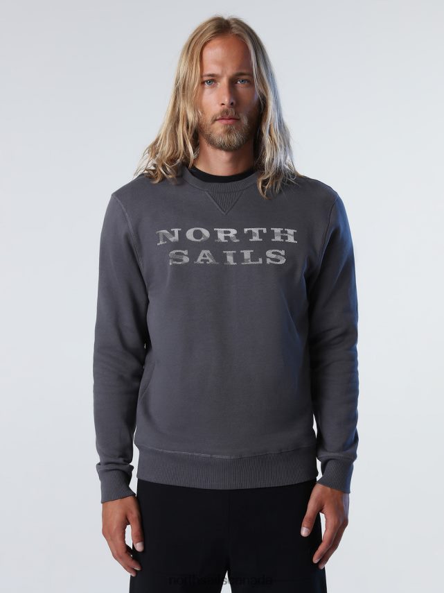 Men North Sails Asphalt SWEATSHIRT WITH LETTERING Clothing 0028HP934