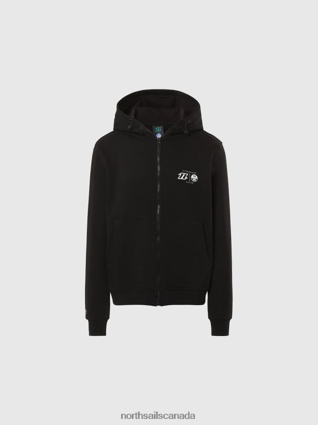 Men North Sails Black HOODIE FULL ZIP SWEATSHIRT KITE Clothing 0028HP264