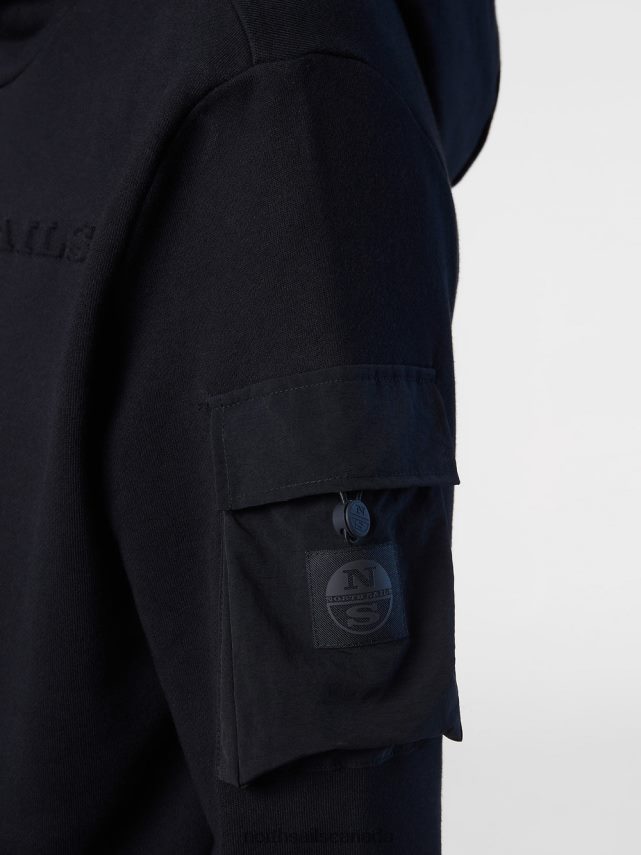 Men North Sails Black HOODIE WITH POCKET Clothing 0028HP274
