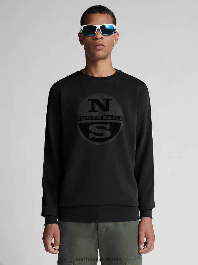 Men North Sails Black ORGANIC FLEECE SWEATSHIRT Clothing 0028HP1326