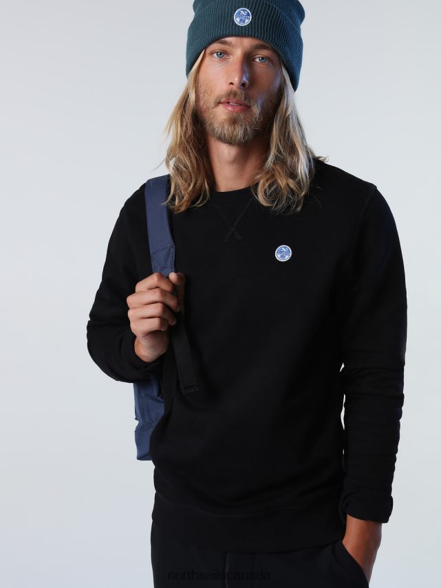 Men North Sails Black SWEATSHIRT WITH CHEST LOGO Clothing 0028HP739