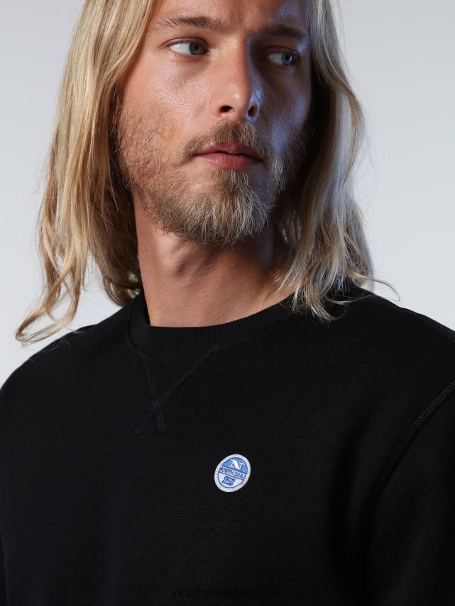 Men North Sails Black SWEATSHIRT WITH CHEST LOGO Clothing 0028HP739