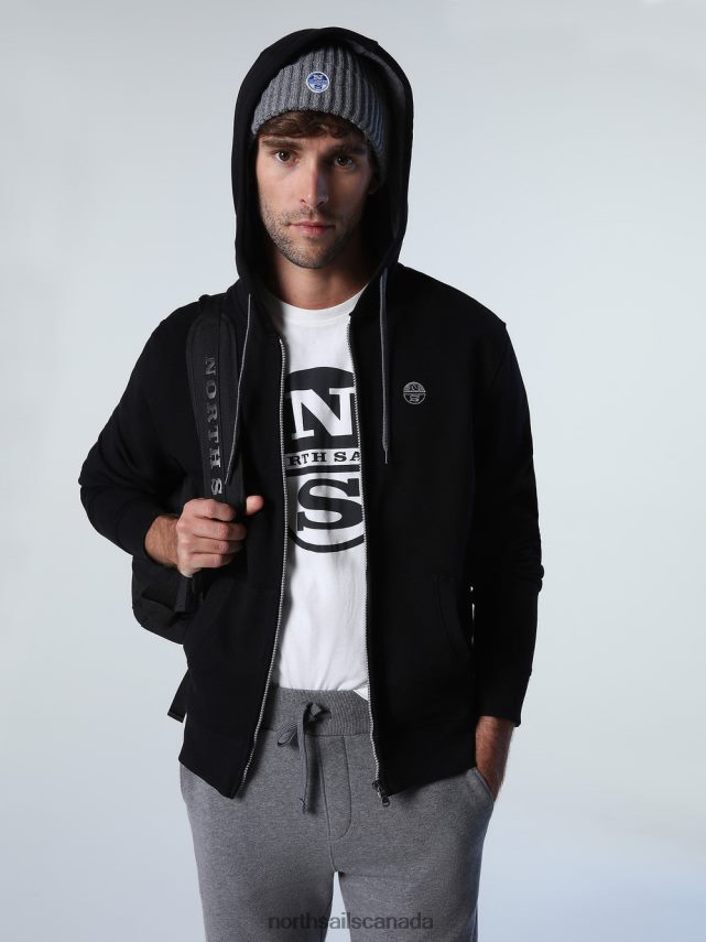 Men North Sails Black ZIP SWEATSHIRT Clothing 0028HP825