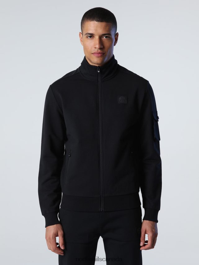 Men North Sails Black ZIP SWEATSHIRT WITH POCKET Clothing 0028HP1012