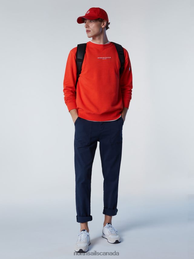 Men North Sails Bright orange SWEATSHIRT WITH CHEST PRINT Clothing 0028HP292