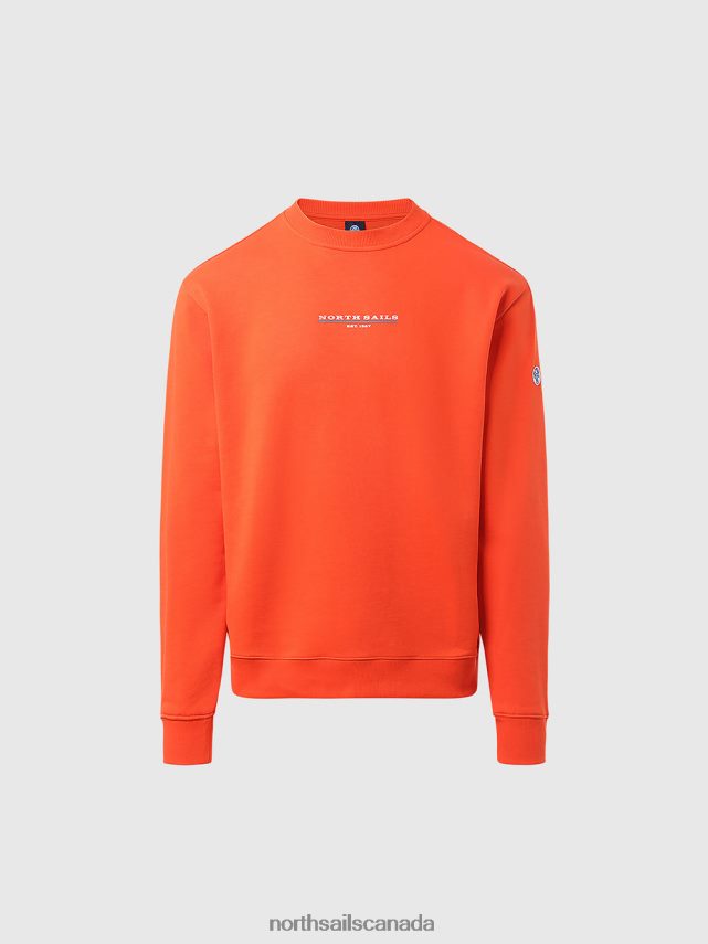 Men North Sails Bright orange SWEATSHIRT WITH CHEST PRINT Clothing 0028HP292