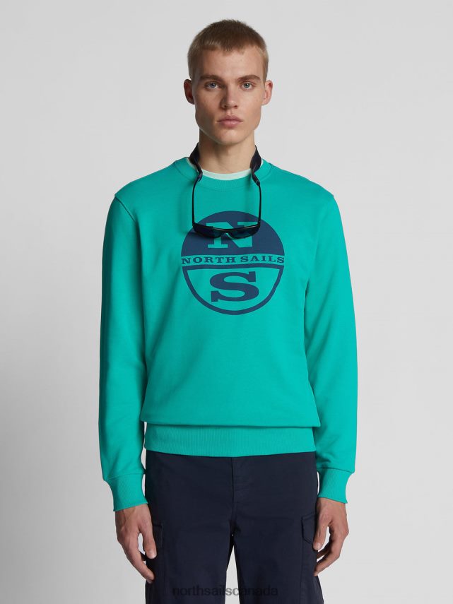 Men North Sails Emerald SWEATSHIRT WITH MAXI LOGO Clothing 0028HP1227