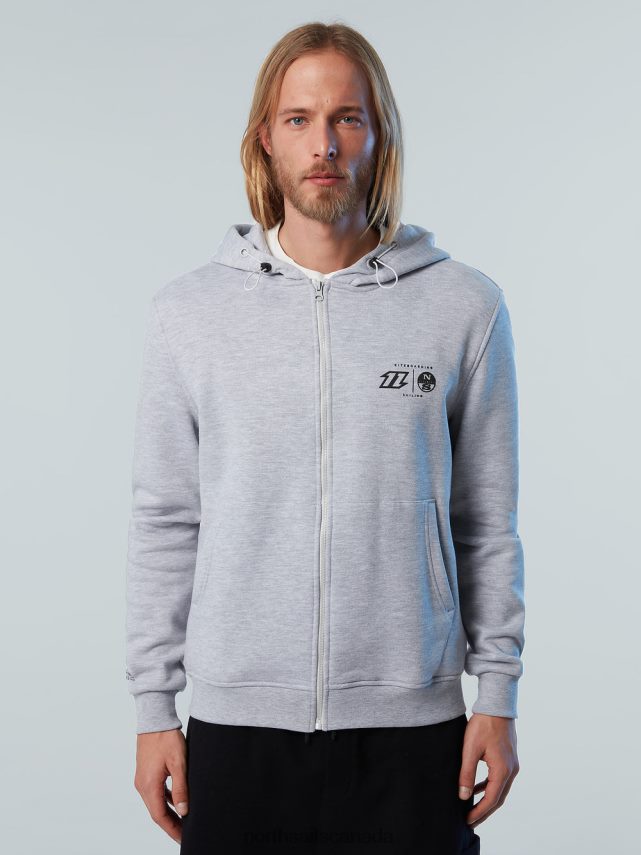 Men North Sails Grey melange HOODIE FULL ZIP SWEATSHIRT KITE Clothing 0028HP263