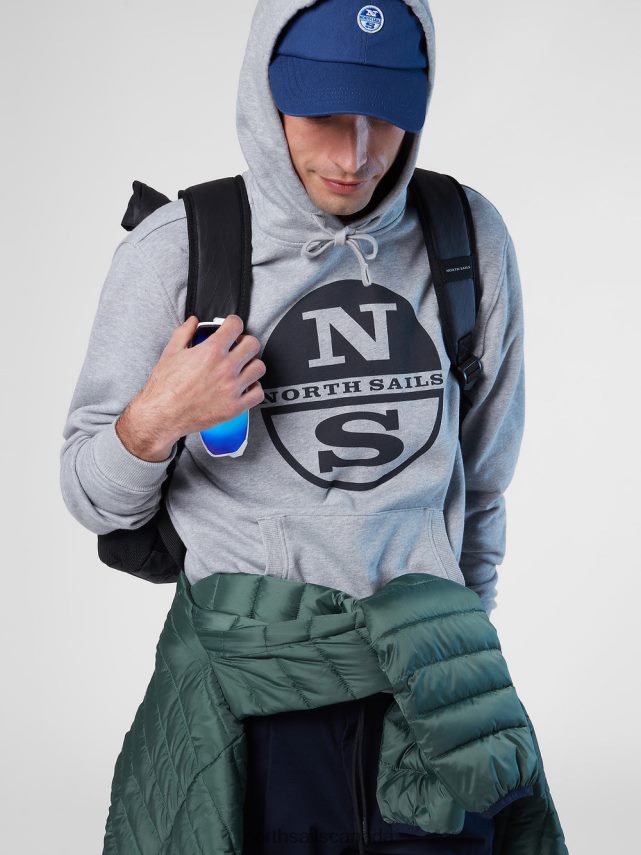 Men North Sails Grey melange MAXI LOGO HOODIE Clothing 0028HP301